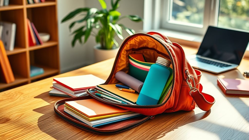 organize school bag contents