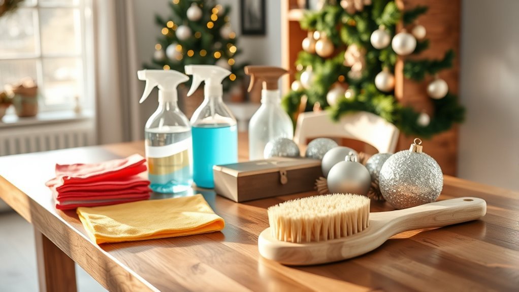 organize supplies for cleaning