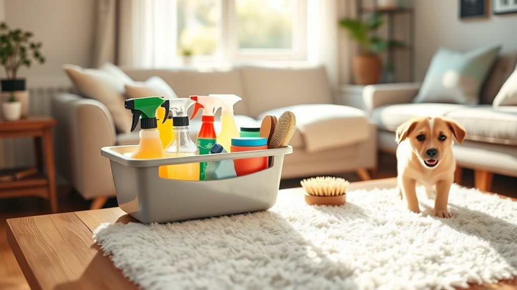 organized cleaning supplies essential