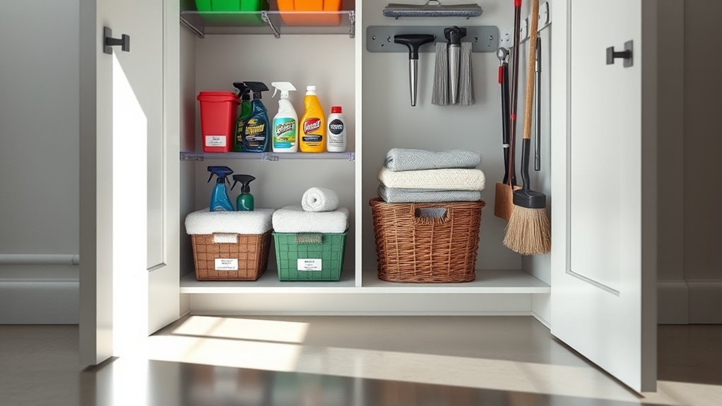 organized cleaning supply inventory