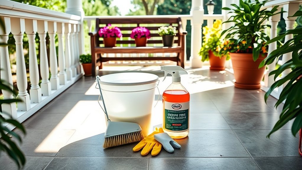 porch organization for grout maintenance