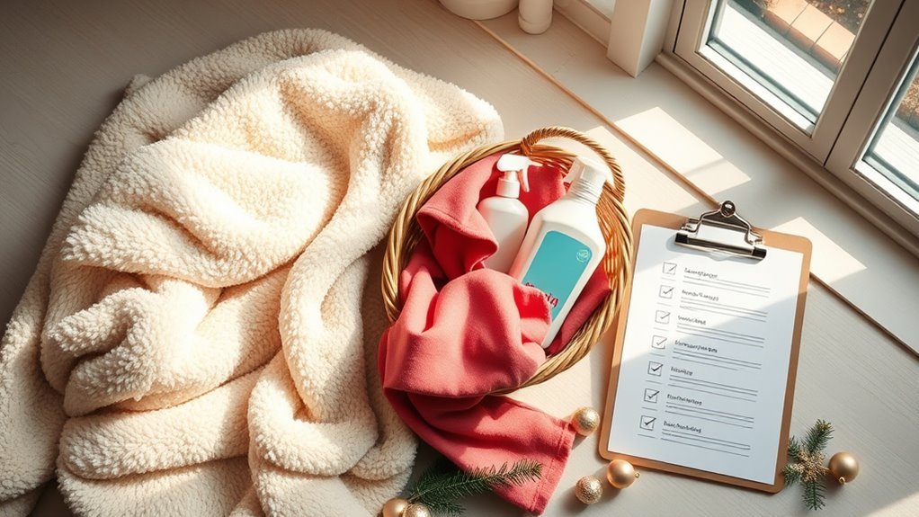 preparing cozy holiday blankets