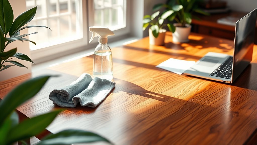 prevent desk damage while cleaning
