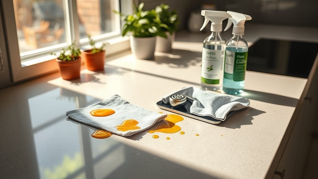 quickly clean sticky spills