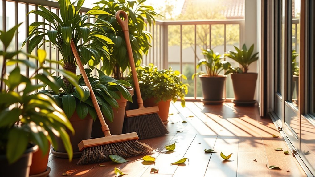 regular balcony cleaning routine