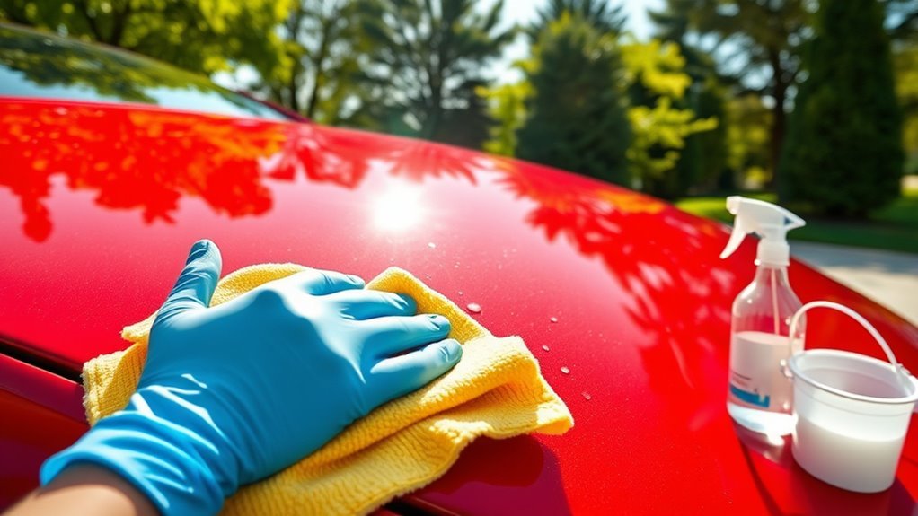remove bird droppings gently