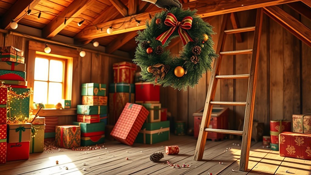 removing attic holiday decor
