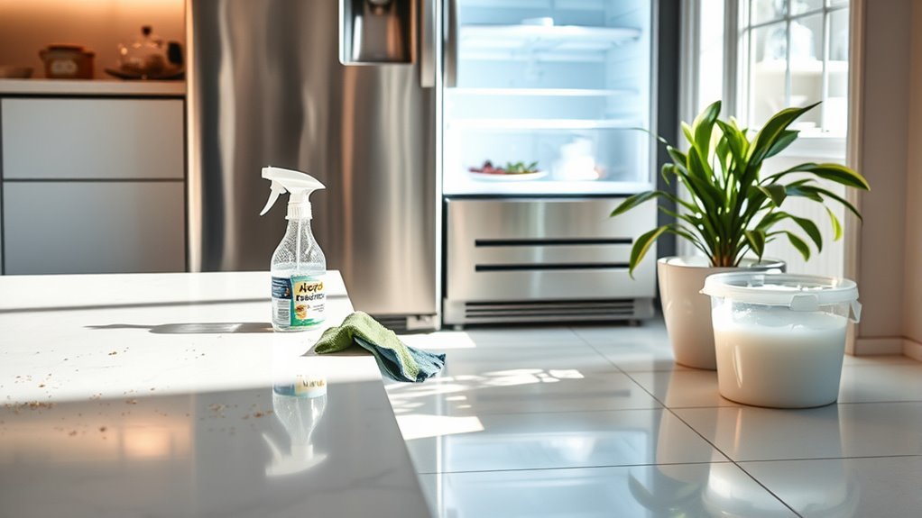 sanitize kitchen surfaces thoroughly