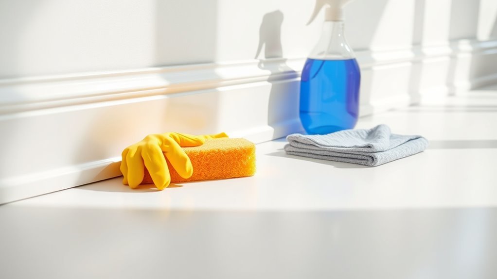 scrub baseboards for cleanliness