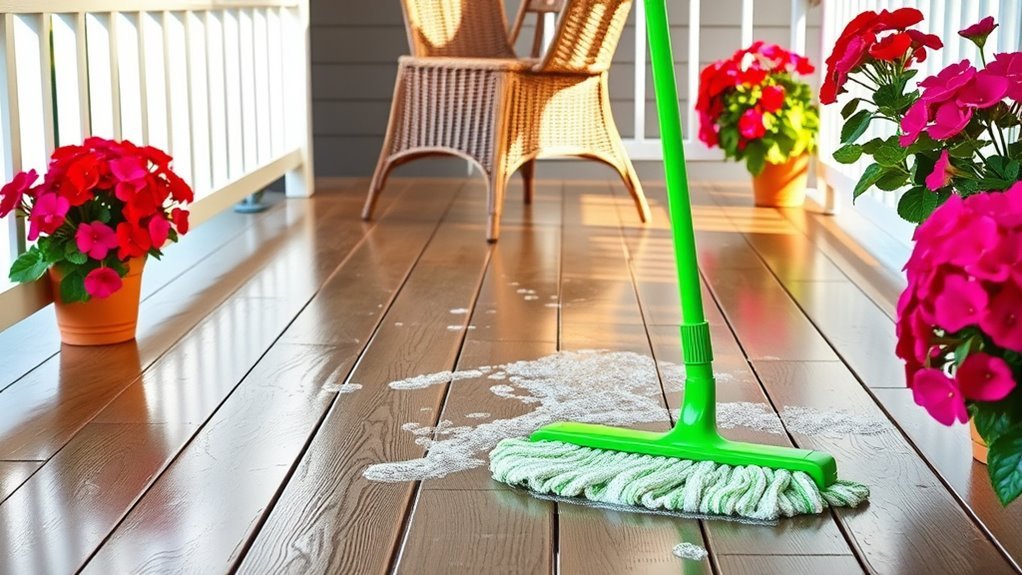 soapy water porch cleaning