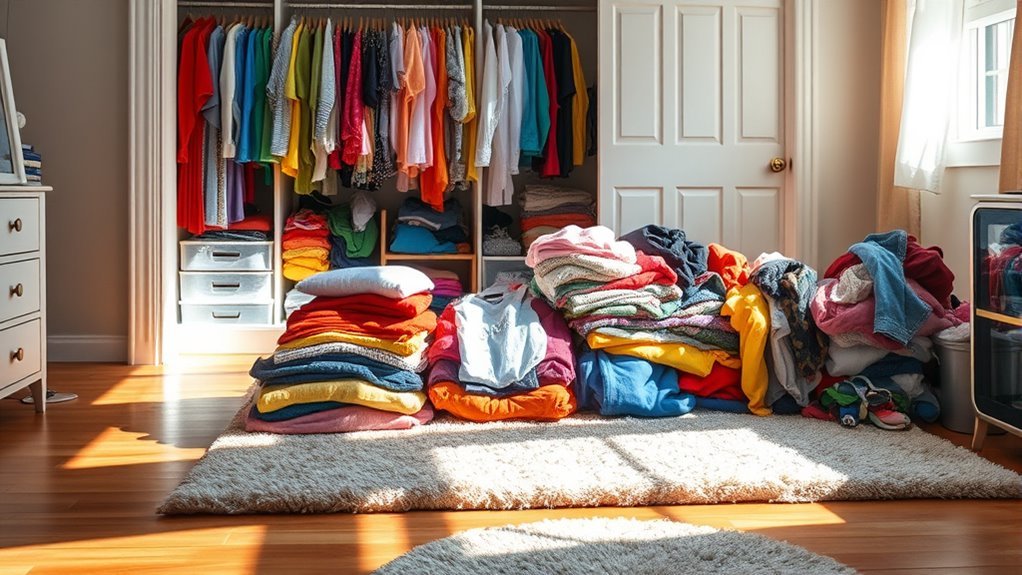 sort clothes into piles