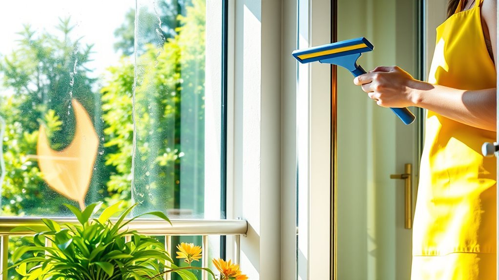 sparkling balcony glass cleaning