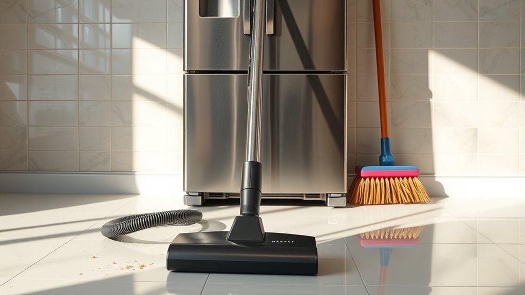 sweep and vacuum underneath appliances