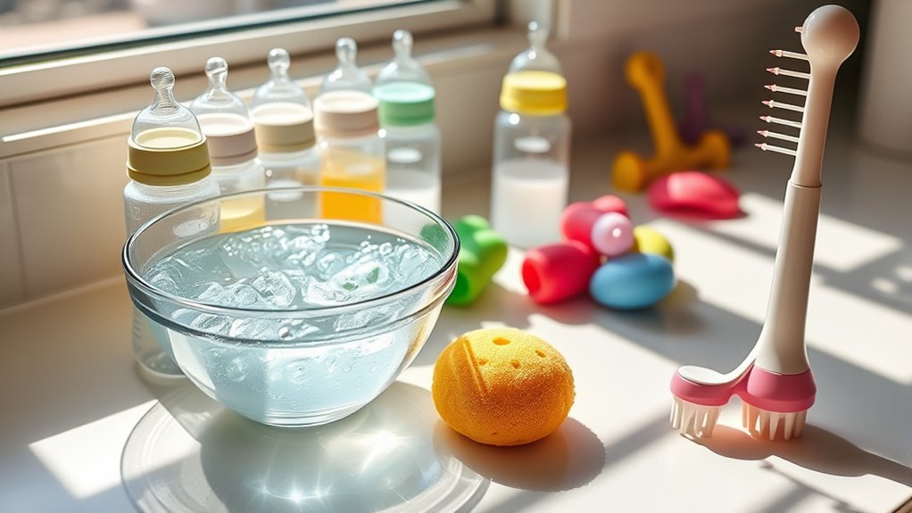 thoroughly clean baby bottles
