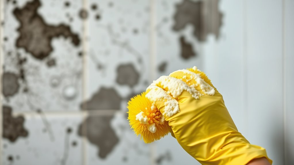thoroughly scrub moldy surfaces