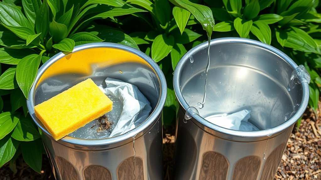 thoroughly scrub trash can