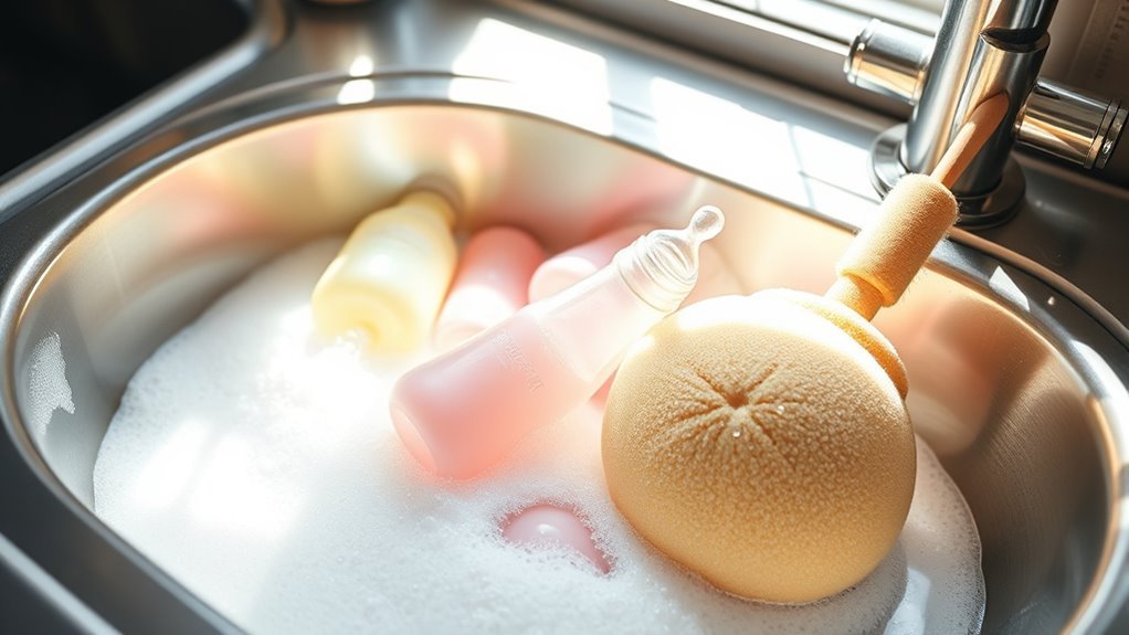 thoroughly wash baby bottles
