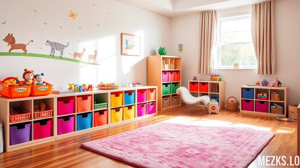 toy organization in bedroom