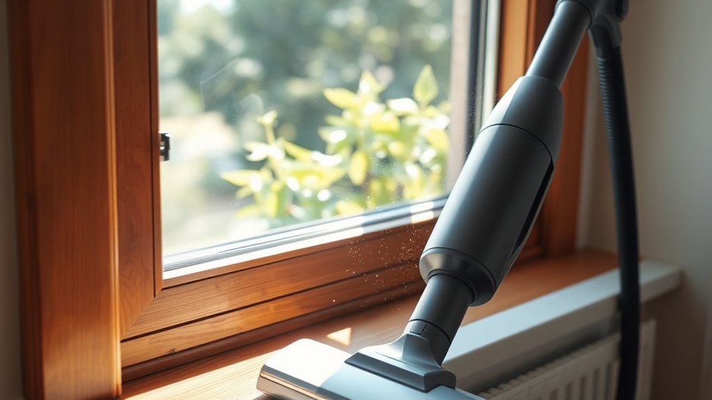 vacuum windowsill and surroundings