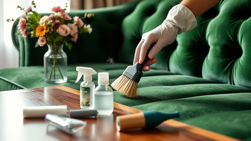 velvet upholstery cleaning tips