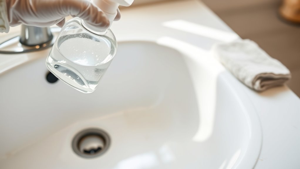 vinegar dissolves mineral deposits