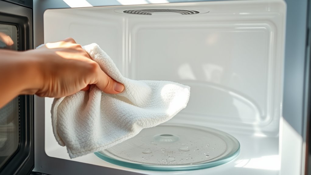 wipe microwave interior safely