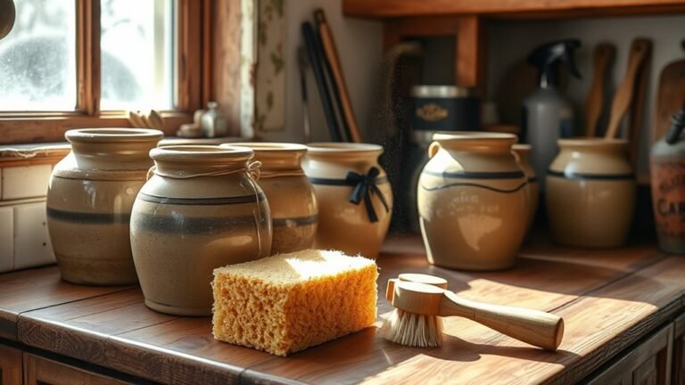 clean antique stoneware crocks