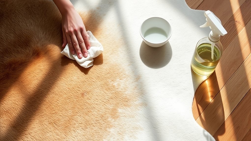 clean cowhide rug urine