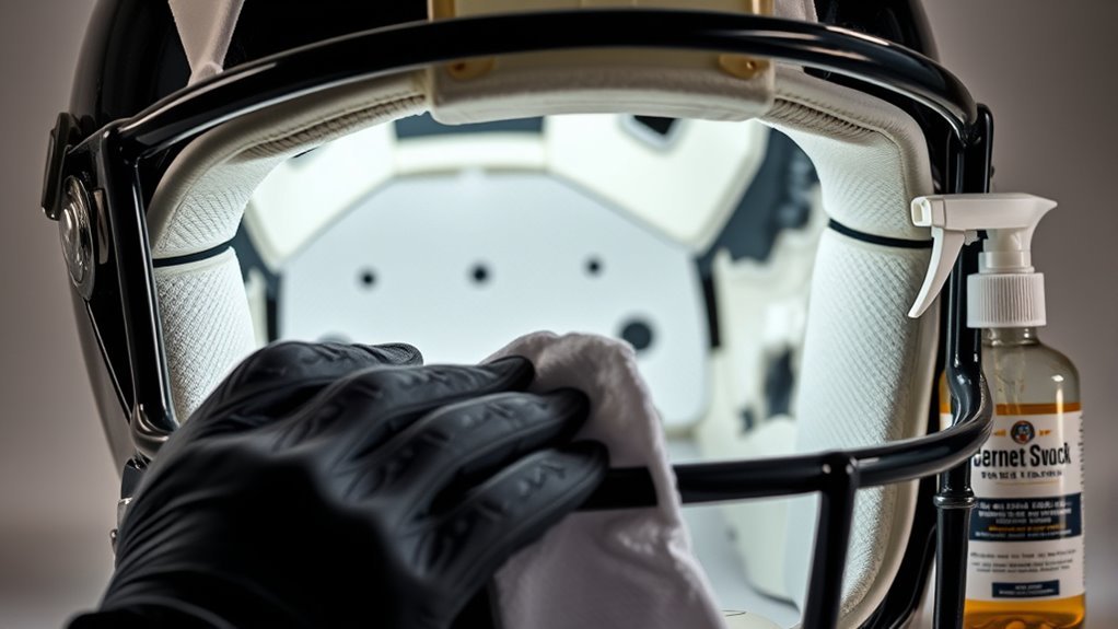 clean inside football helmet