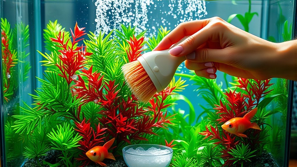 clean plastic plants regularly