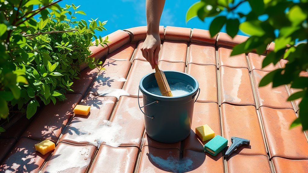 clean roof tiles safely