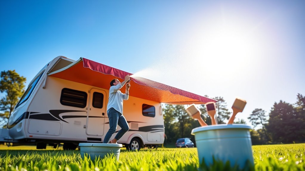 clean rv awning thoroughly