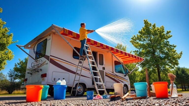 clean rv awning thoroughly