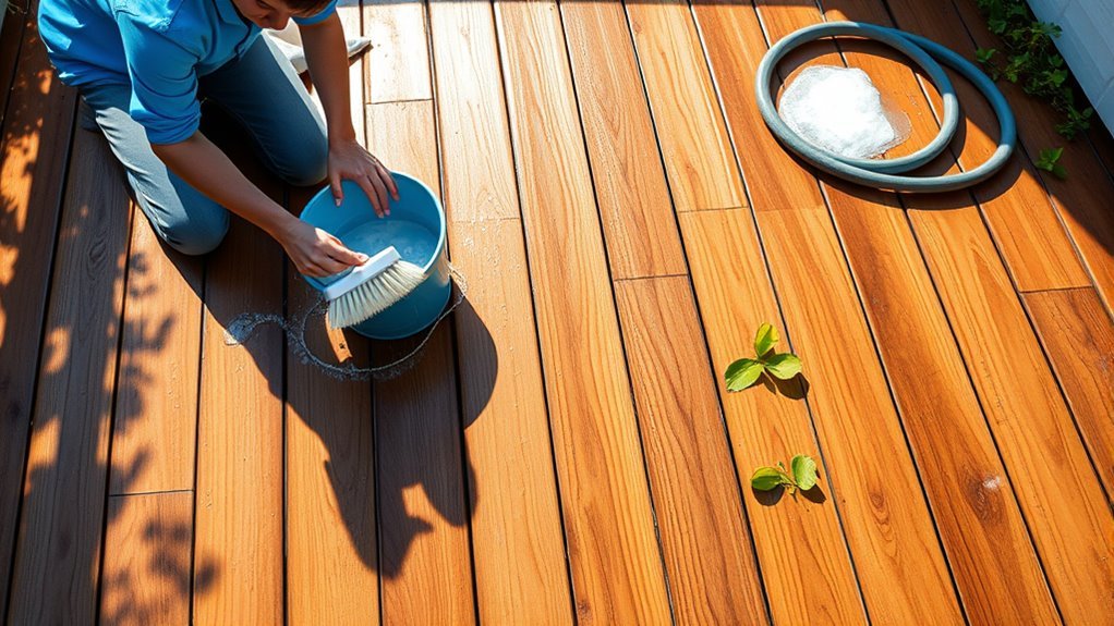 clean slippery wood deck