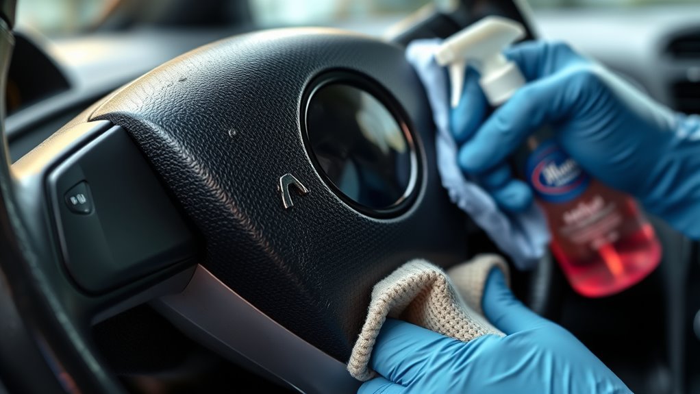 clean sticky steering wheel