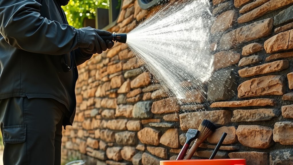 clean stone walls effectively