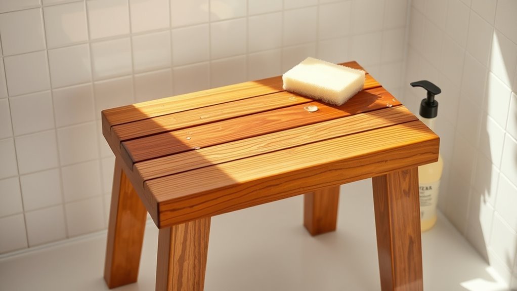 clean teak shower stool