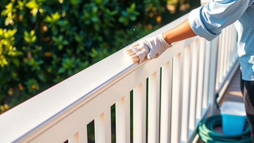 clean vinyl deck railing