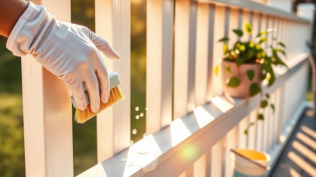 clean vinyl deck railing