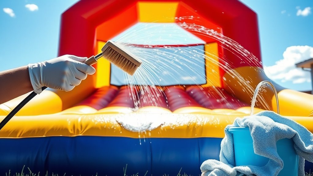cleaning a bounce house