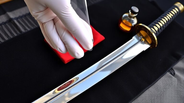 cleaning a samurai sword