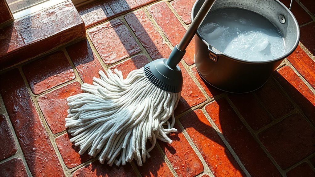 cleaning brick floor surfaces