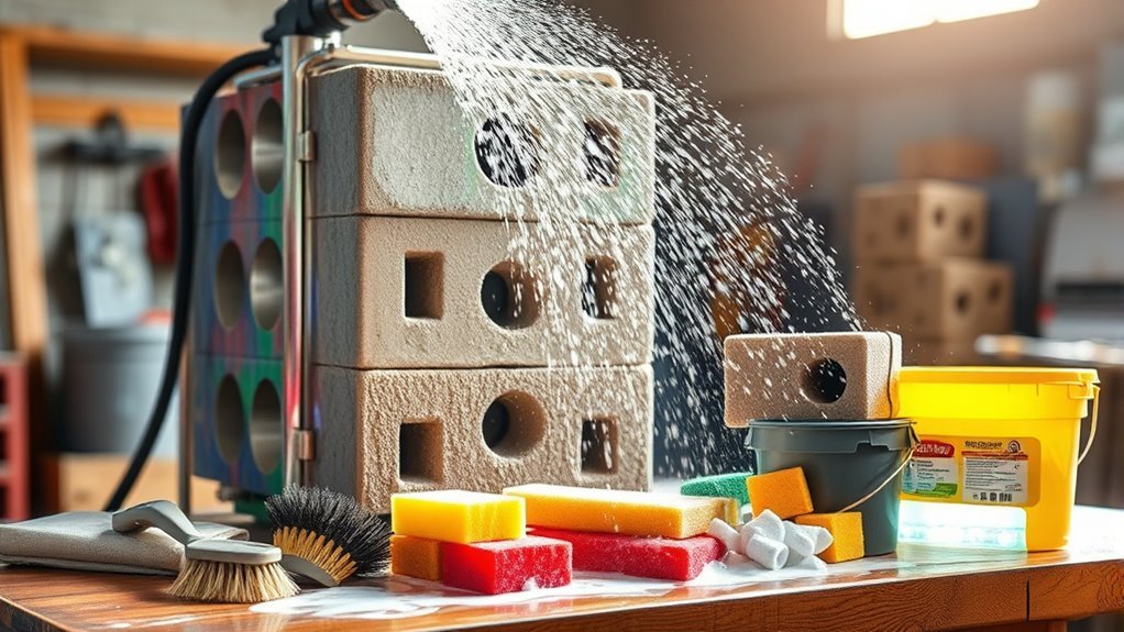 cleaning concrete block machines