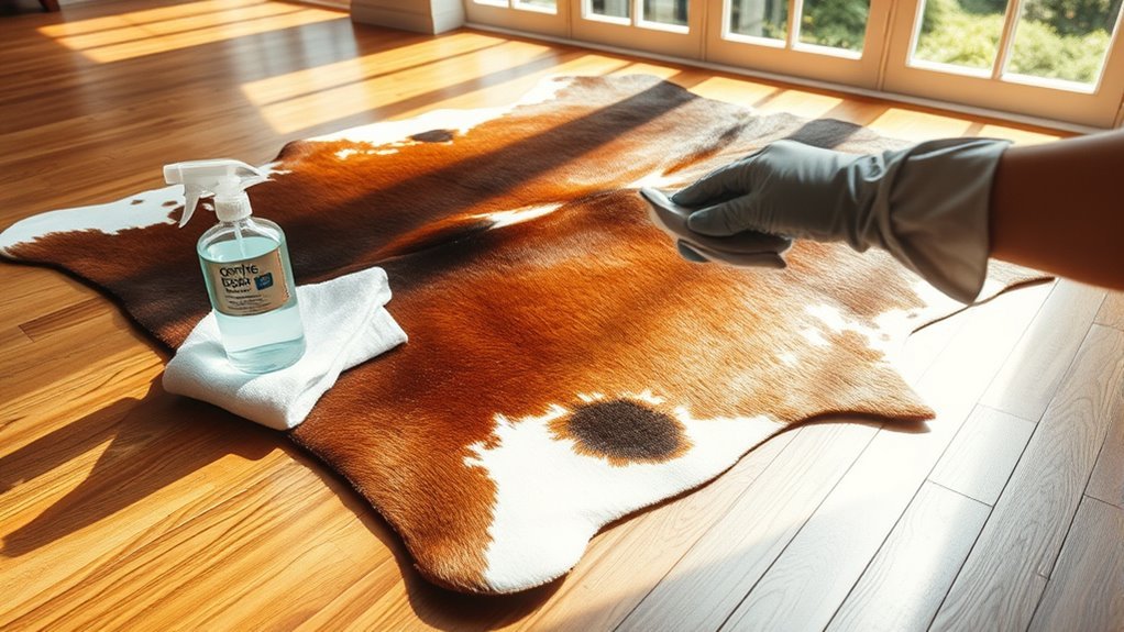 cleaning cowhide rug urine