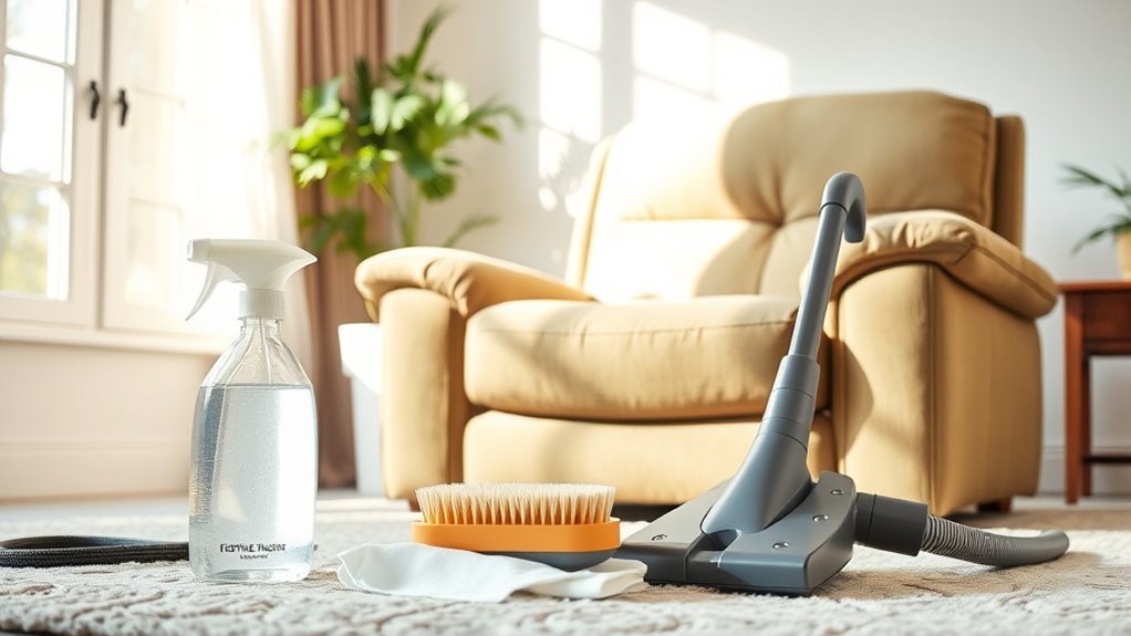 cleaning fabric recliner preparation