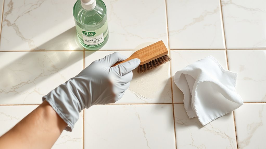 cleaning grout marble tiles