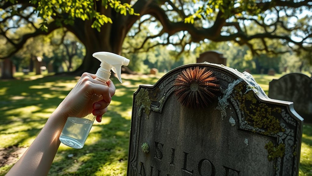 cleaning lichen off tombstones