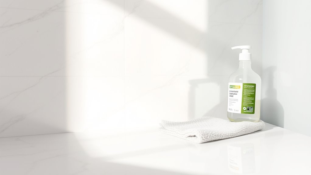 cleaning quartz shower walls