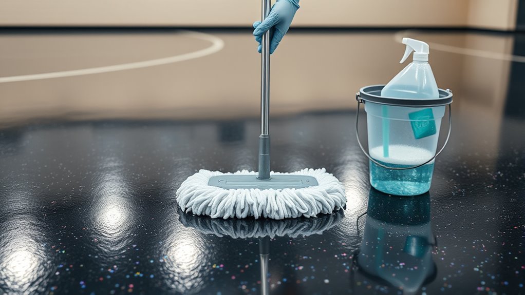 cleaning rubber gym floors