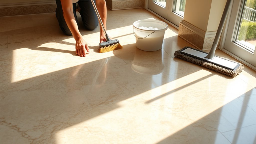 cleaning travertine tile floors